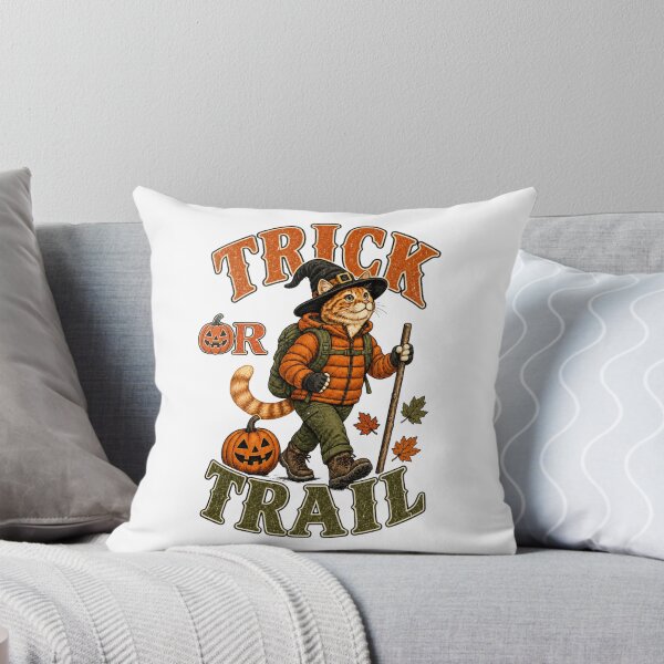 Item preview, Trick or Trail Halloween Cat Shirt designed and sold by GroveLaneCreative.