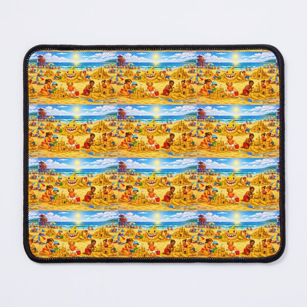 Item preview, Shark Attack Sandcastles – Cartoon Beach Day Chaos designed and sold by The Art Queen Of Michigan .