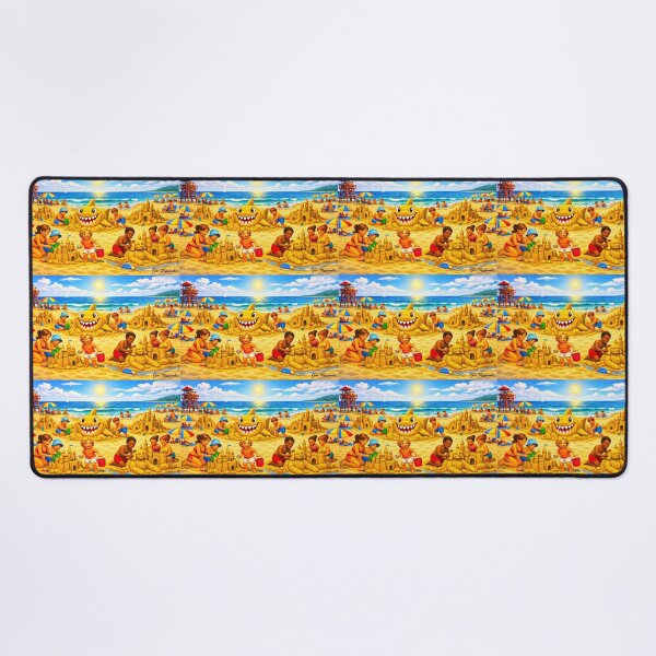 Item preview, Shark Attack Sandcastles – Cartoon Beach Day Chaos designed and sold by The Art Queen Of Michigan .