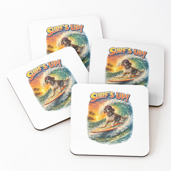 Item preview, Surfing Dogs – Surf Bark Repeat | Funny Beach Dog Collection designed and sold by TheCanineCanvas.