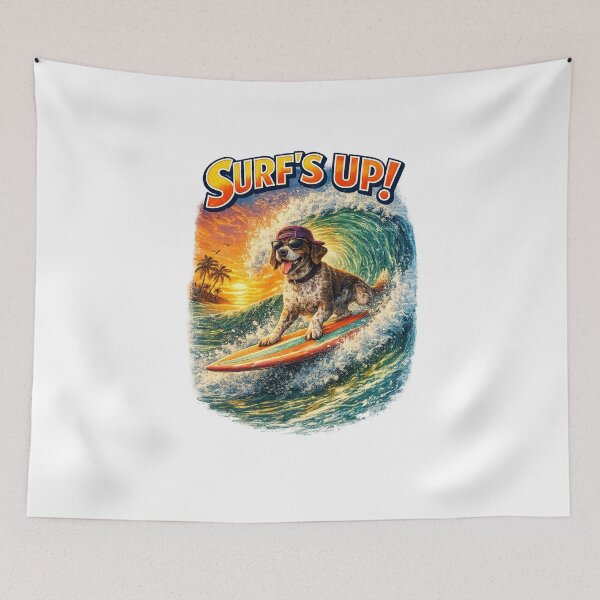Item preview, Surfing Dogs – Surf Bark Repeat | Funny Beach Dog Collection designed and sold by TheCanineCanvas.