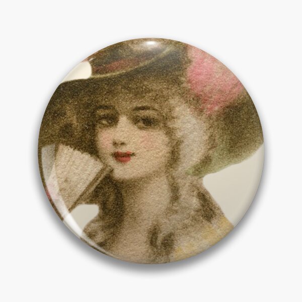 Item preview, Vintage Rococo Lady Pink Feather Hat Portrait⁠ designed and sold by briar monrose.