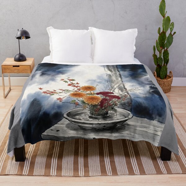 Item preview, Sumi-e Autumn Moribana: Dahlia & Cockscomb Art designed and sold by conohitoAI-ArtGallery.