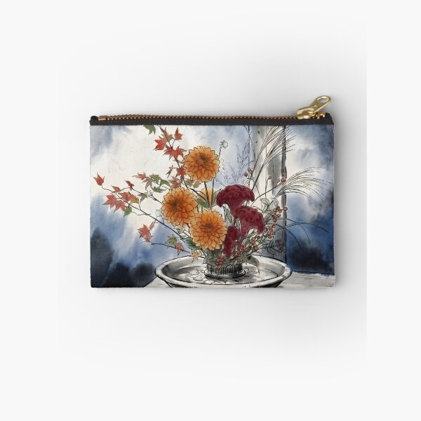 Item preview, Sumi-e Autumn Moribana: Dahlia & Cockscomb Art designed and sold by conohitoAI-ArtGallery.