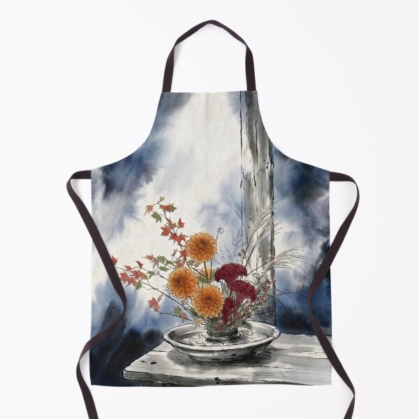 Item preview, Sumi-e Autumn Moribana: Dahlia & Cockscomb Art designed and sold by conohitoAI-ArtGallery.