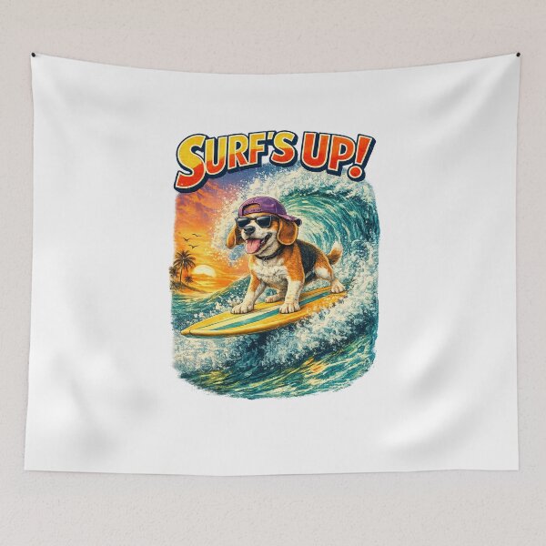 Item preview, Surfing Dogs – Surf Bark Repeat | Funny Beach Dog Collection designed and sold by TheCanineCanvas.