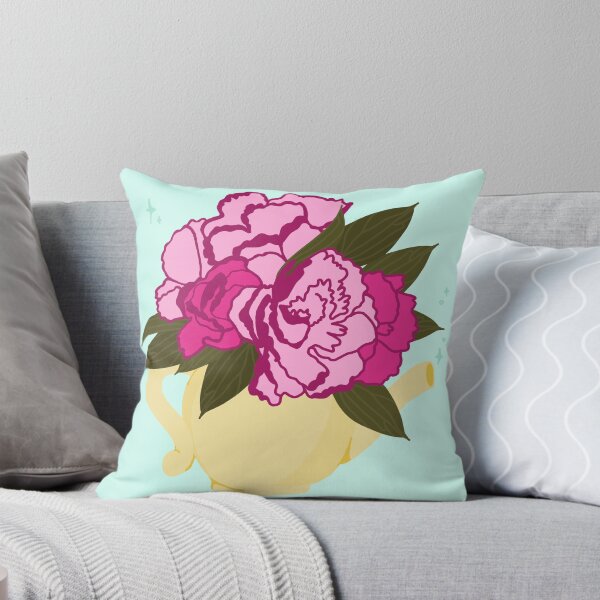 Item preview, Pink Peony Teapot Floral Illustration – Vintage Botanical Tea Lover Design designed and sold by SweetButSnarky.