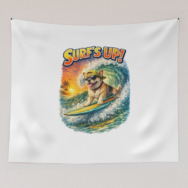Item preview, Surfing Dogs – Surf Bark Repeat | Funny Beach Dog Collection designed and sold by TheCanineCanvas.