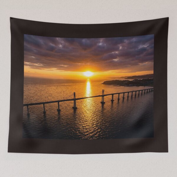 Item preview, Golden Sunset Ocean Bridge Photography designed and sold by conohitoAI-ArtGallery.