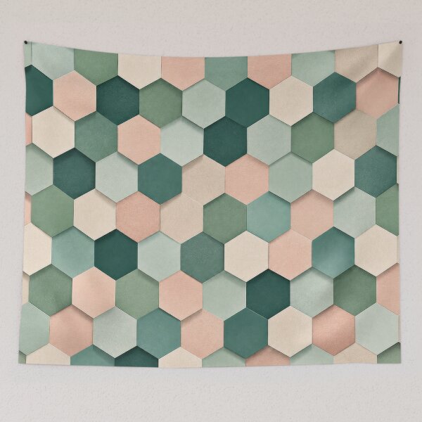 Item preview, Muted Mint Green Blush Faceted Cube Modernist designed and sold by scicilysimonee.