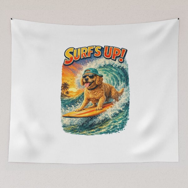 Item preview, Surfing Dogs – Surf Bark Repeat | Funny Beach Dog Collection designed and sold by TheCanineCanvas.