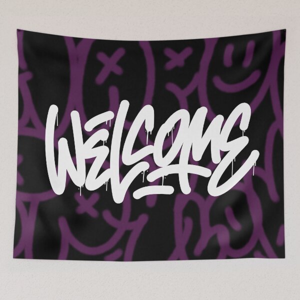 Item preview, Welcome Dripping Graffiti Tag Urban Streetwear Smiley Art designed and sold by Kimos Creative Store.