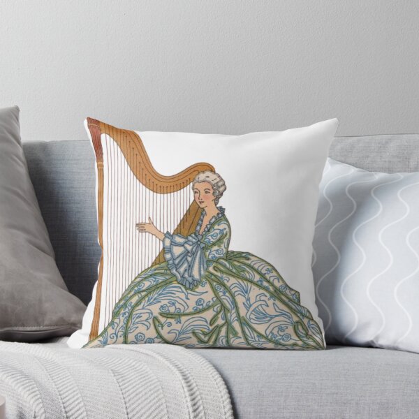 Item preview, Vintage Rococo Lady Playing Harp designed and sold by briar monrose.