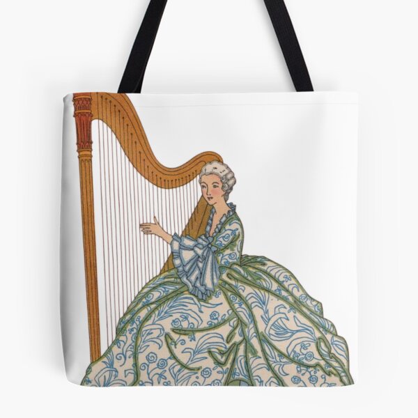 Item preview, Vintage Rococo Lady Playing Harp designed and sold by briar monrose.