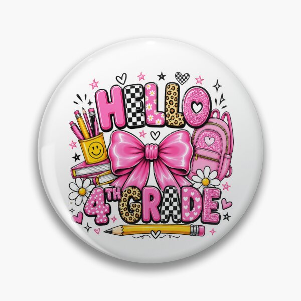 Item preview, Hello 4th Grade Cute Pink Bow Design Back To School designed and sold by QuiteOrbit.