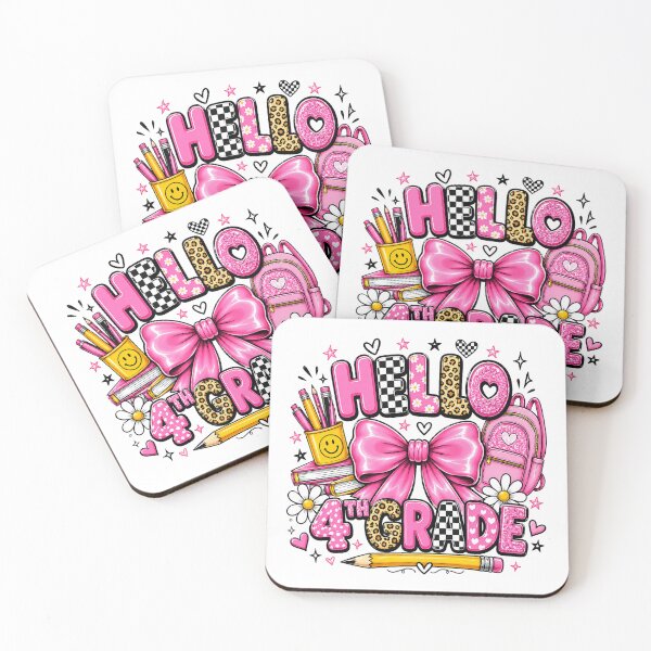 Item preview, Hello 4th Grade Cute Pink Bow Design Back To School designed and sold by QuiteOrbit.
