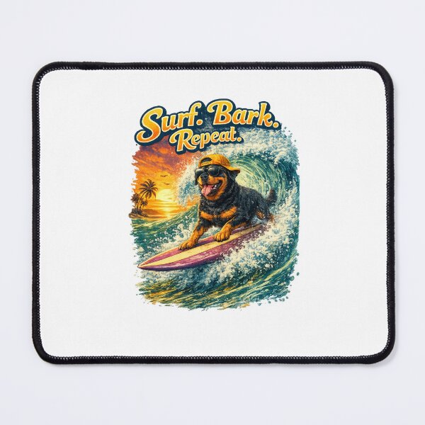 Item preview, Surfing Dogs – Surf Bark Repeat | Funny Beach Dog Collection designed and sold by TheCanineCanvas.