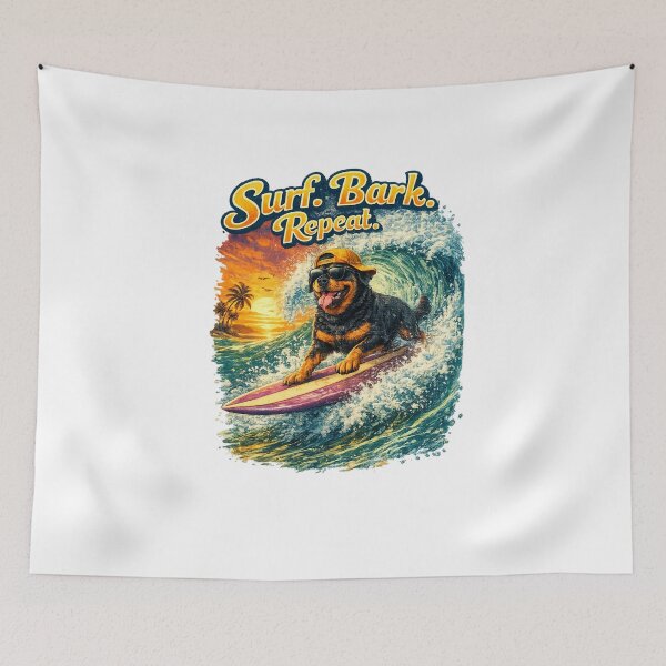Item preview, Surfing Dogs – Surf Bark Repeat | Funny Beach Dog Collection designed and sold by TheCanineCanvas.