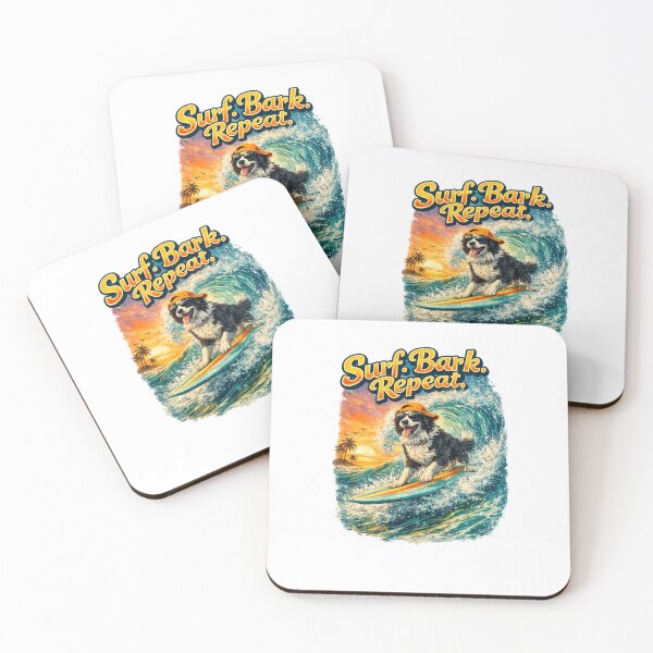 Item preview, Surfing Dogs – Surf Bark Repeat | Funny Beach Dog Collection designed and sold by TheCanineCanvas.