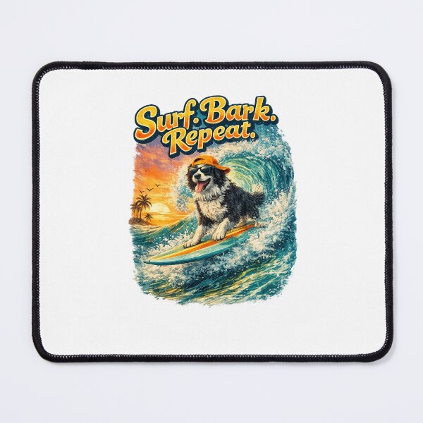 Item preview, Surfing Dogs – Surf Bark Repeat | Funny Beach Dog Collection designed and sold by TheCanineCanvas.