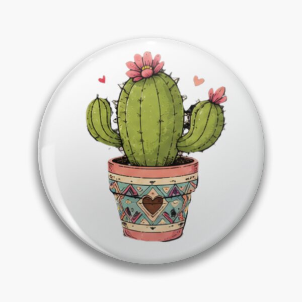 Item preview, Cute Cactus with Flowers and Hearts designed and sold by MyCalmDraw.