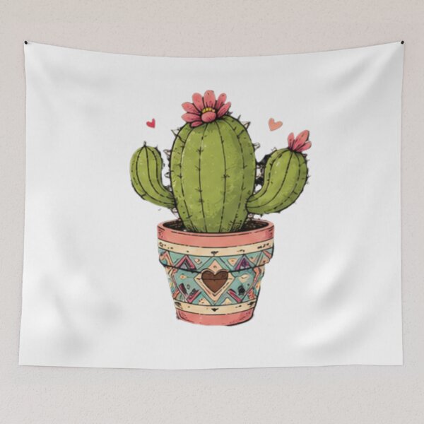 Item preview, Cute Cactus with Flowers and Hearts designed and sold by MyCalmDraw.