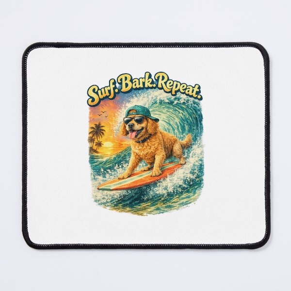Item preview, Surfing Dogs – Surf Bark Repeat | Funny Beach Dog Collection designed and sold by TheCanineCanvas.
