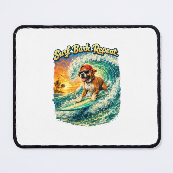 Item preview, Surfing Dogs – Surf Bark Repeat | Funny Beach Dog Collection designed and sold by TheCanineCanvas.