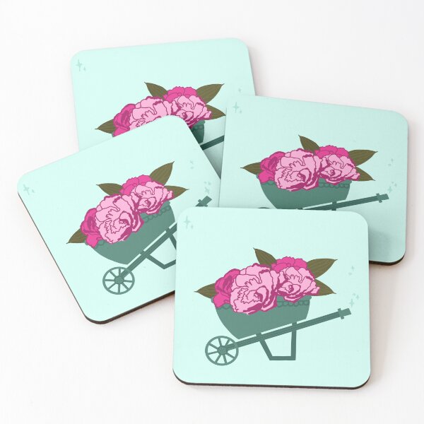 Item preview, Pink Peony Wheelbarrow Floral Garden Illustration – Cottagecore Botanical Design designed and sold by SweetButSnarky.