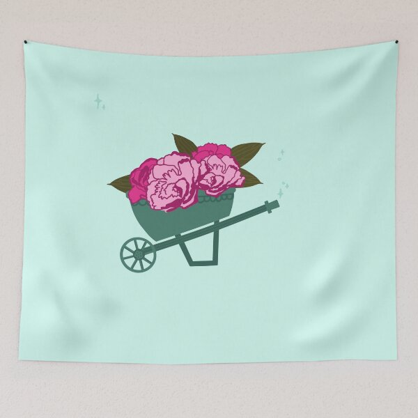 Item preview, Pink Peony Wheelbarrow Floral Garden Illustration – Cottagecore Botanical Design designed and sold by SweetButSnarky.
