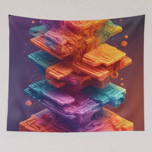 Item preview, Colorful crystal layers are stacked in a fantastical architecture. designed and sold by Mianku | Für das Leben.