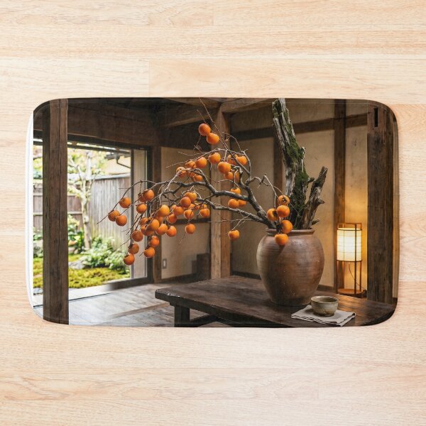 Item preview, Autumn Persimmon Ikebana Bunjinka Art designed and sold by conohitoAI-ArtGallery.