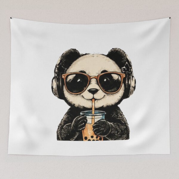 Item preview, Cool Panda with Sunglasses & Bubble Tea designed and sold by MyCalmDraw.
