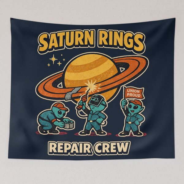 Item preview, Retro Alien Mechanics Repairing Saturn’s Rings designed and sold by radiogalaxy.