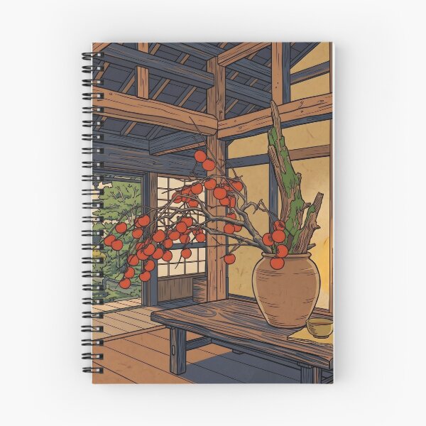 Aperçu de l'œuvre Ukiyo-e Automne Kaki Ikebana Art créée et vendue par conohitoAI-ArtGallery.