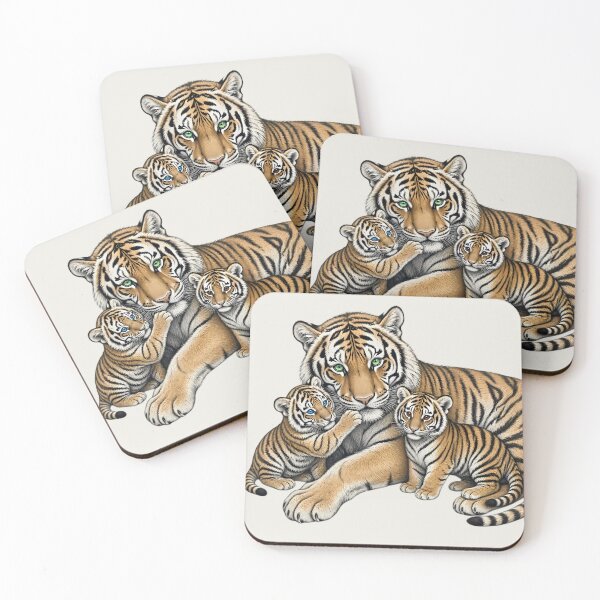 Item preview, Tiger Family with Cubs Pencil Drawing designed and sold by jo-e-basta.