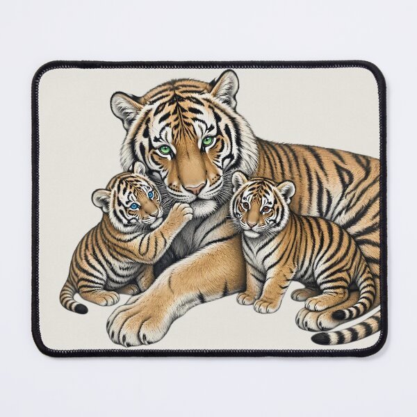 Item preview, Tiger Family with Cubs Pencil Drawing designed and sold by jo-e-basta.