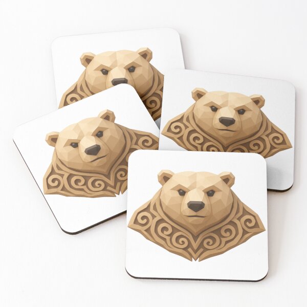Item preview, Bear head with carved geometric patterns designed and sold by AKRAMlogo.