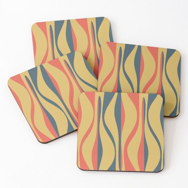 Item preview, Mid Century Modern Striped Lounge Retro Ogee Pattern Mustard Coral Teal designed and sold by kierkegaard.