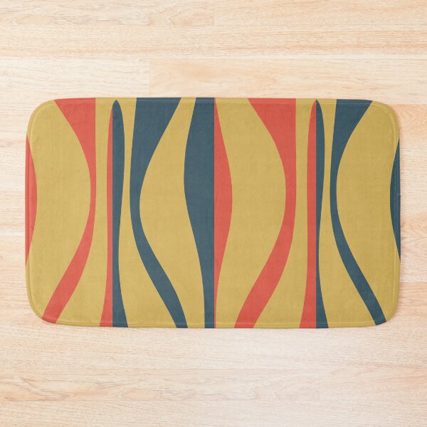 Item preview, Mid Century Modern Striped Lounge Retro Ogee Pattern Mustard Coral Teal designed and sold by kierkegaard.