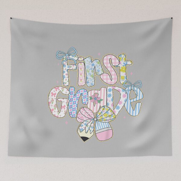 Item preview, Cute Preppy First Day of School Floral First Grade for Girls designed and sold by mjohnson9.