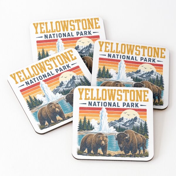 Item preview, Yellowstone US National Park Bear Wolf Bison Geyser Vintage designed and sold by lorna-saway.