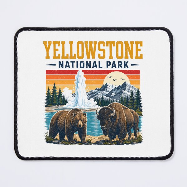 Item preview, Yellowstone US National Park Bear Wolf Bison Geyser Vintage designed and sold by lorna-saway.