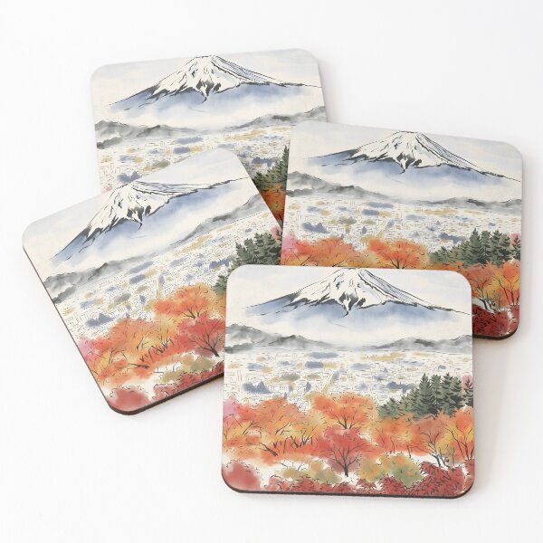 Item preview, Sumi-e Mount Fuji Autumn Landscape Art designed and sold by conohitoAI-ArtGallery.