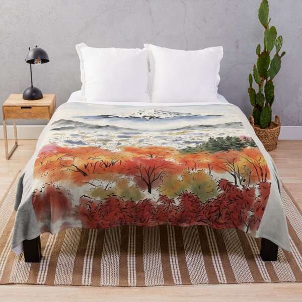 Item preview, Sumi-e Mount Fuji Autumn Landscape Art designed and sold by conohitoAI-ArtGallery.