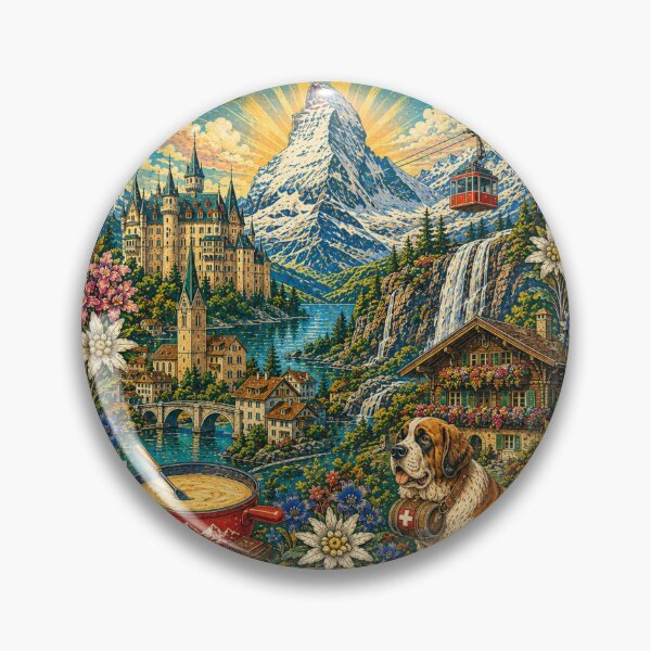 Item preview, Switzerland Land of Alpine Wonders Vintage Travel Poster designed and sold by Skyrocketz.