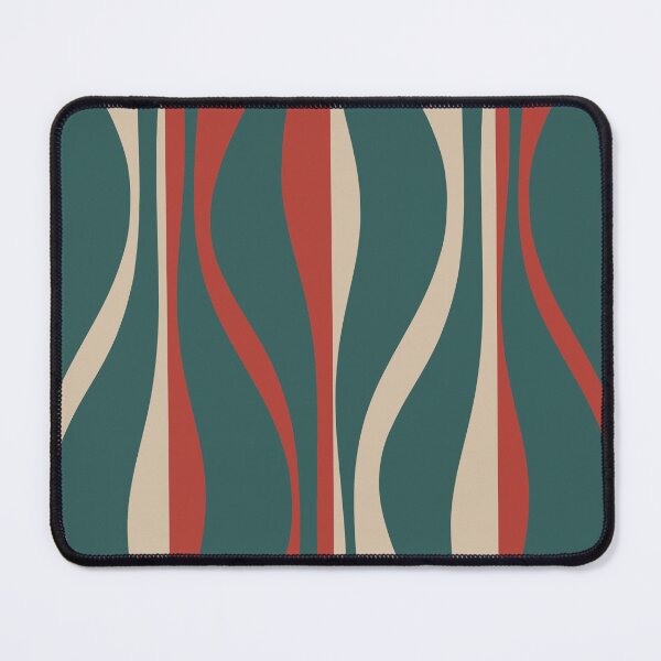 Item preview, Mid Century Modern Striped Lounge Retro Ogee Pattern Teal Green Brick Red Sand Beige designed and sold by kierkegaard.