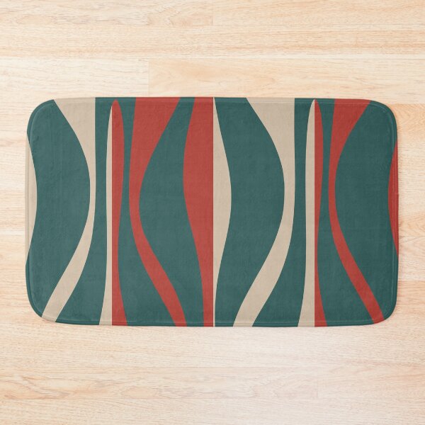 Item preview, Mid Century Modern Striped Lounge Retro Ogee Pattern Teal Green Brick Red Sand Beige designed and sold by kierkegaard.