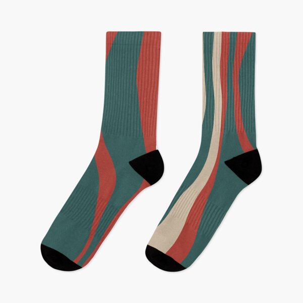 Item preview, Mid Century Modern Striped Lounge Retro Ogee Pattern Teal Green Brick Red Sand Beige designed and sold by kierkegaard.