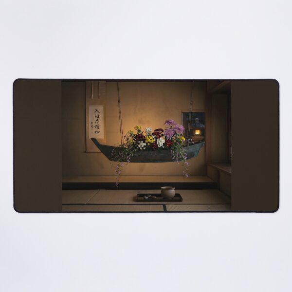 Item preview, Suspended Boat Ikebana Autumn Photography designed and sold by conohitoAI-ArtGallery.